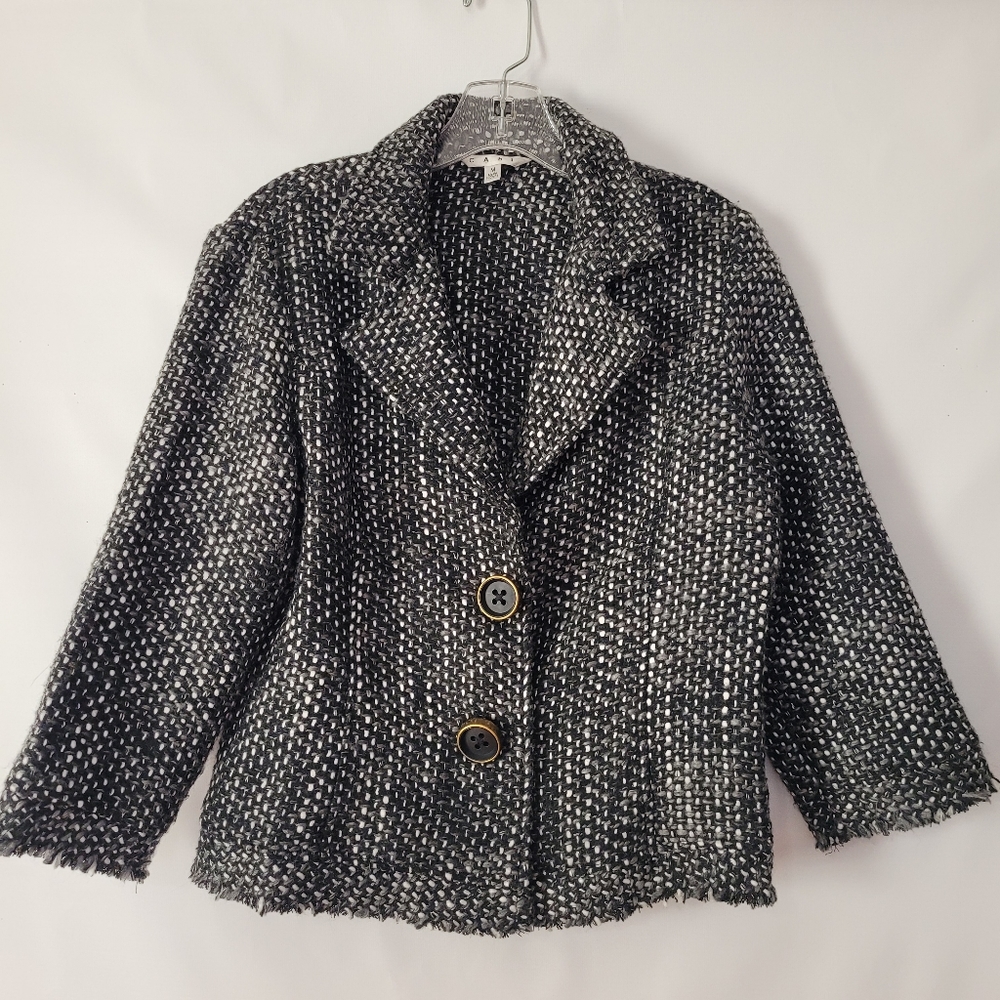 CAbi Black & White Tweed Blazer Jacket